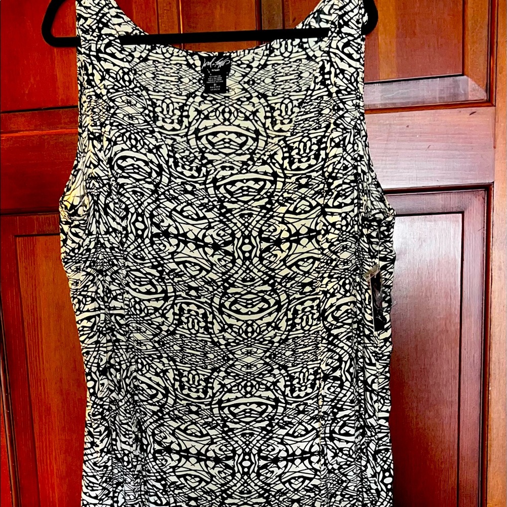 Lord & Taylor sun dress. Black & off-white tribal design.